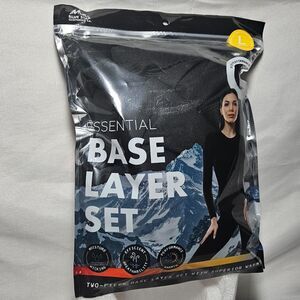 Blue Star Clothing Co. Women’s Base Layer Set – Black Thermal Top & Bottom (L)